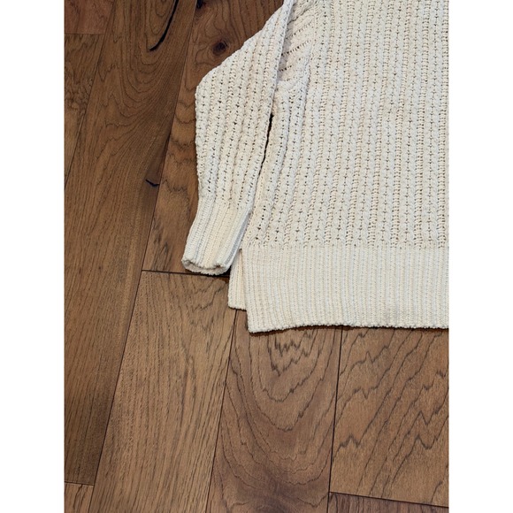 Aerie Women's Cream Cable Knit Quarter Zip Mock Neck Sweater Medium - Picture 6 of 8